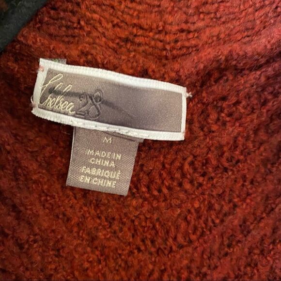 NWT-Chelsea28 Ribbed Brick Red Wool Blend Cozy/Soft Open Cardigan - Picture 10 of 10